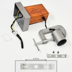 Lampes Industrielles-hofstein Applique murale Hautahi Gris, Bois foncé, 1 lumière