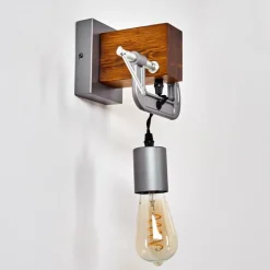 Lampes Industrielles-hofstein Applique murale Hautahi Gris, Bois foncé, 1 lumière