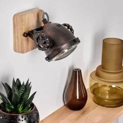 Lampes Industrielles-hofstein Applique murale Herford Bois clair, Cuivre, 1 lumière