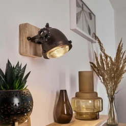 Lampes Industrielles-hofstein Applique murale Herford Bois clair, Cuivre, 1 lumière