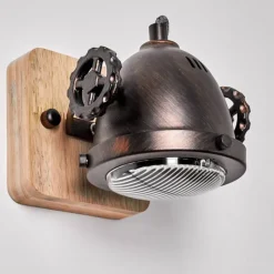 Lampes Industrielles-hofstein Applique murale Herford Bois clair, Cuivre, 1 lumière