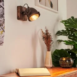 Lampes Industrielles-hofstein Applique murale Herford Brun, Bois foncé, 1 lumière