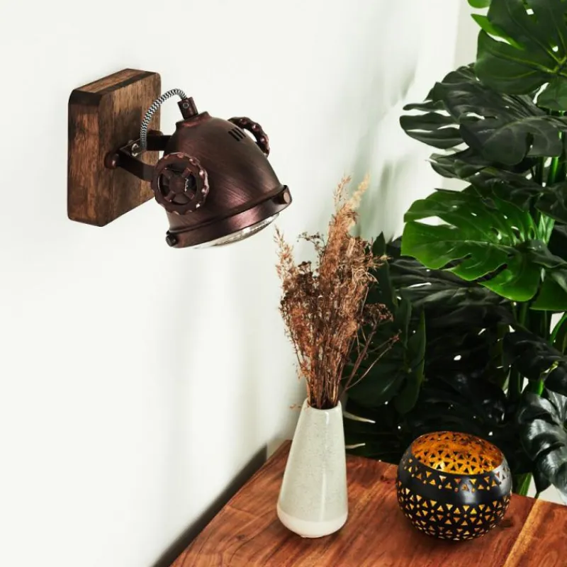 Lampes Industrielles-hofstein Applique murale Herford Bois foncé, Rouille, 1 lumière