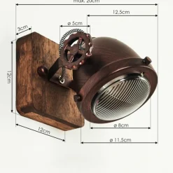 Lampes Industrielles-hofstein Applique murale Herford Bois foncé, Rouille, 1 lumière
