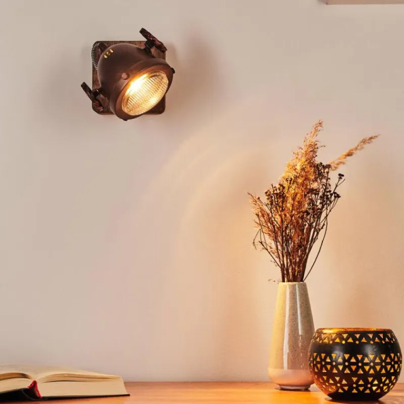 Lampes Industrielles-hofstein Applique murale Herford Bois foncé, Rouille, 1 lumière