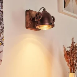 Lampes Industrielles-hofstein Applique murale Herford Bois foncé, Rouille, 1 lumière