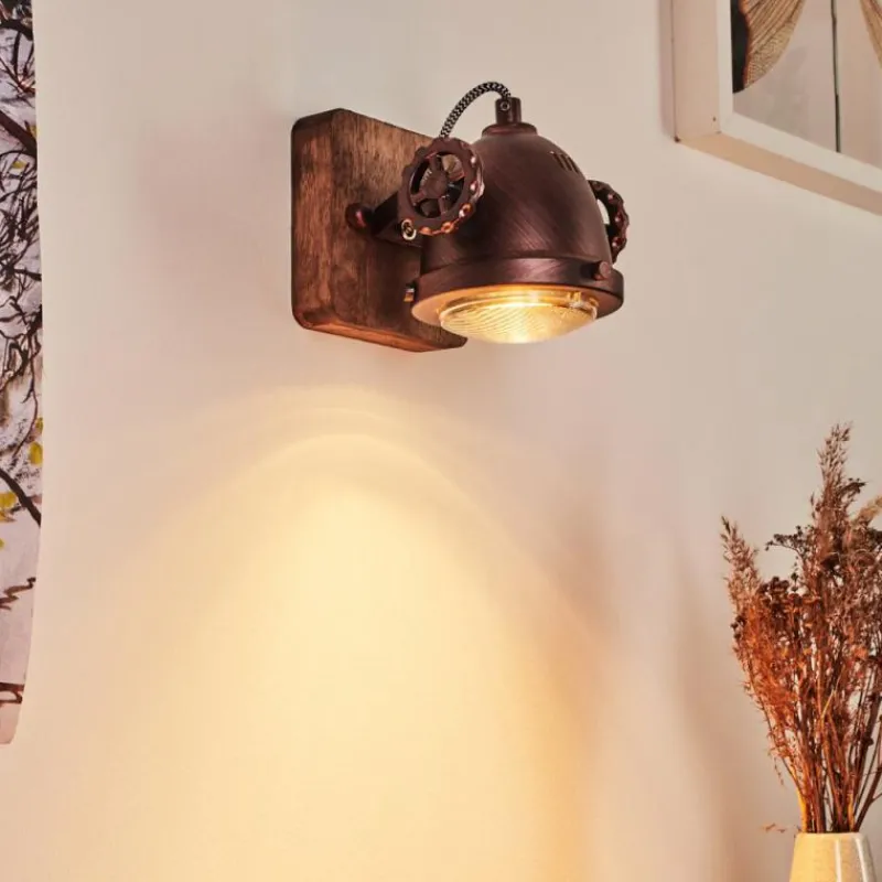 Lampes Industrielles-hofstein Applique murale Herford Bois foncé, Rouille, 1 lumière