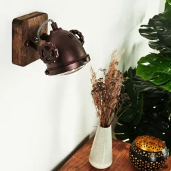 Lampes Industrielles-hofstein Applique murale Herford Bois foncé, Rouille, 1 lumière