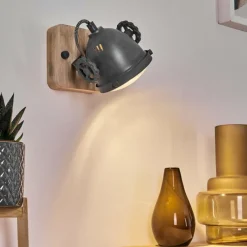 Lampes Industrielles-hofstein Applique murale Herford Gris, Bois clair, 1 lumière