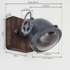 Lampes Industrielles-hofstein Applique murale Herford Gris, Bois foncé, 1 lumière