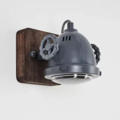 Lampes Industrielles-hofstein Applique murale Herford Gris, Bois foncé, 1 lumière