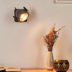 Lampes Industrielles-hofstein Applique murale Herford Gris, Bois foncé, 1 lumière