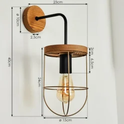 Lampes Vintages & Rétros-hofstein Applique murale Hodne Brun, Noir, 1 lumière