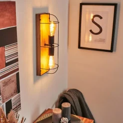 Lampes Vintages & Rétros-hofstein Applique murale Hodne Écru, Noir, 2 lumières