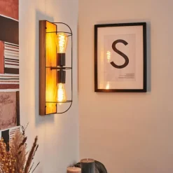 Lampes Vintages & Rétros-hofstein Applique murale Hodne Écru, Noir, 2 lumières