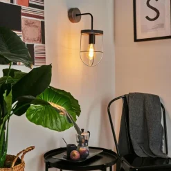 Lampes Vintages & Rétros-hofstein Applique murale Hodne Gris, Noir, 1 lumière