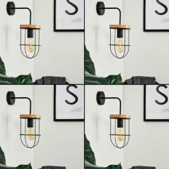 Lampes Vintages & Rétros-hofstein Applique murale Hodne Noir, 1 lumière