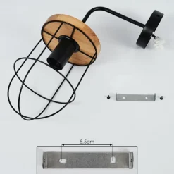 Lampes Vintages & Rétros-hofstein Applique murale Hodne Noir, 1 lumière