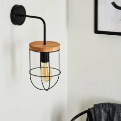 Lampes Vintages & Rétros-hofstein Applique murale Hodne Noir, 1 lumière