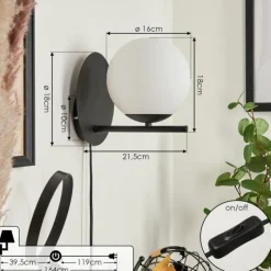 hofstein Applique murale Hogatza Noir, 1 lumière