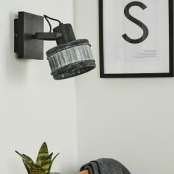 Lampes Vintages & Rétros-hofstein Applique murale Holsa Noir, 1 lumière