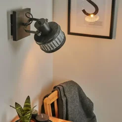 Lampes Vintages & Rétros-hofstein Applique murale Holsa Noir, 1 lumière