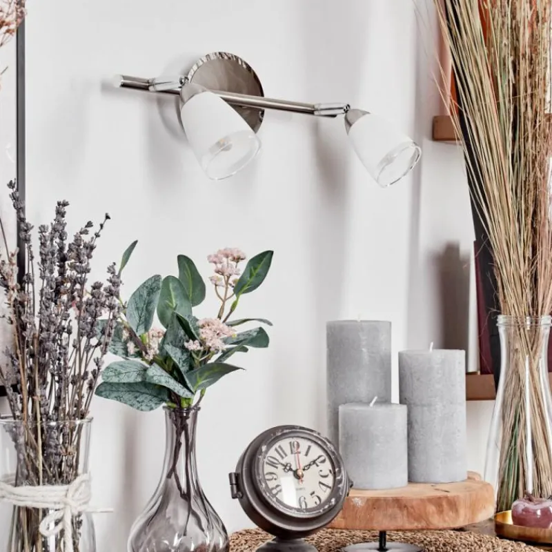 hofstein Applique murale Holualoa LED Nickel mat, 2 lumières