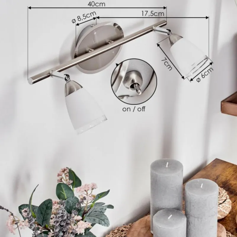 hofstein Applique murale Holualoa LED Nickel mat, 2 lumières