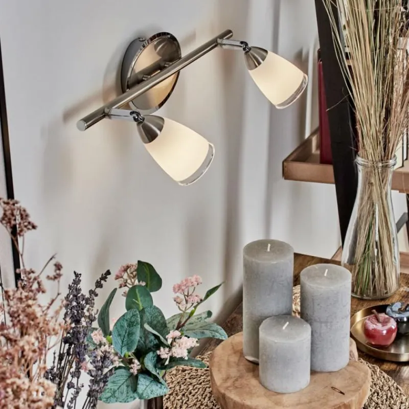 hofstein Applique murale Holualoa LED Nickel mat, 2 lumières