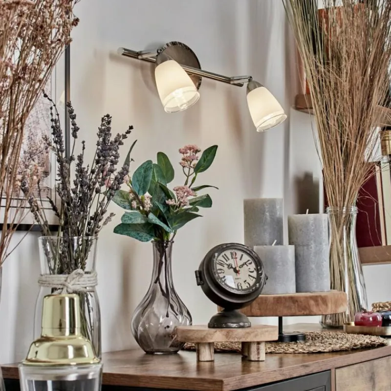 hofstein Applique murale Holualoa LED Nickel mat, 2 lumières