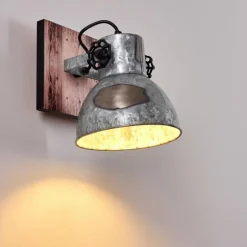 Lampes Vintages & Rétros-hofstein Applique murale Hora Bois clair, Argenté, 1 lumière