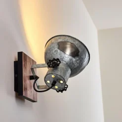 Lampes Vintages & Rétros-hofstein Applique murale Hora Bois clair, Argenté, 1 lumière