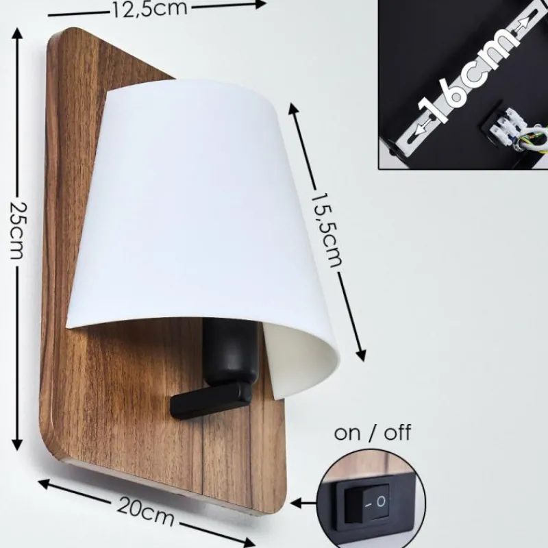 Lampes En Tissu-hofstein Applique murale Huddinge Bois foncé, Noir, 1 lumière