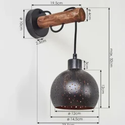 Lampes Vintages & Rétros-hofstein Applique murale Imana Bois foncé, Noir, 1 lumière