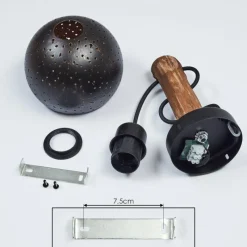 Lampes Vintages & Rétros-hofstein Applique murale Imana Bois foncé, Noir, 1 lumière