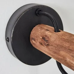 Lampes Vintages & Rétros-hofstein Applique murale Imana Bois foncé, Noir, 1 lumière