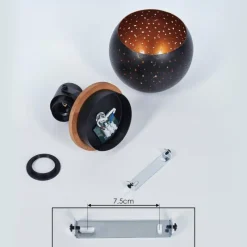 Lampes Vintages & Rétros-hofstein Applique murale Imana Bois foncé, Noir, 1 lumière