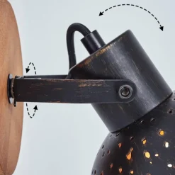 Lampes Vintages & Rétros-hofstein Applique murale Imana Bois foncé, Noir, 1 lumière