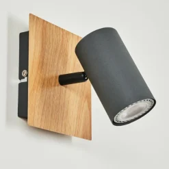 Lampes En Bois-hofstein Applique murale Javel Gris, Couleur bois, Noir, 1 lumière