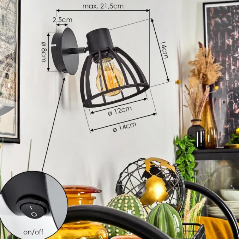 Lampes Industrielles-hofstein Applique murale Kaurila Noir, 1 lumière