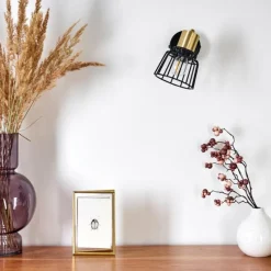 Lampes Vintages & Rétros-hofstein Applique murale Kesao Laiton, Noir, 1 lumière