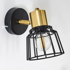 Lampes Vintages & Rétros-hofstein Applique murale Kesao Laiton, Noir, 1 lumière