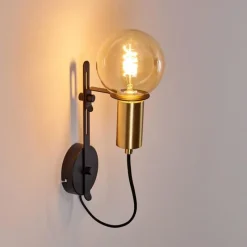 Lampes Dorées-hofstein Applique murale Kirehito Or, Laiton, Noir, 1 lumière