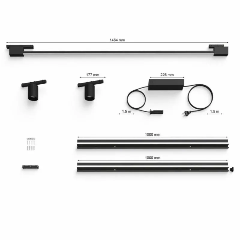Luminaires Philips Applique murale Kit de base Philips Hue Perifo LED Noir, 3 lumières, Changeur de couleurs