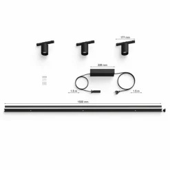 Luminaires Philips Applique murale Kit de base Philips Hue Perifo LED Noir, 3 lumières, Changeur de couleurs
