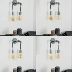 Lampes Vintages & Rétros-hofstein Applique murale Kolyma Gris, 2 lumières