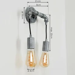 Lampes Vintages & Rétros-hofstein Applique murale Kolyma Gris, 2 lumières