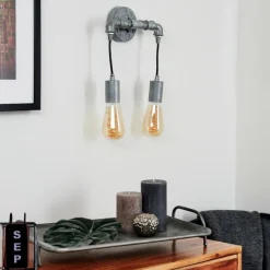 Lampes Vintages & Rétros-hofstein Applique murale Kolyma Gris, 2 lumières