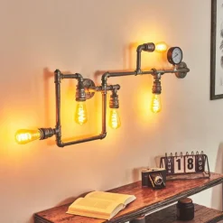 Lampes Industrielles-hofstein Applique murale Kolyma Noir, Argenté, 5 lumières