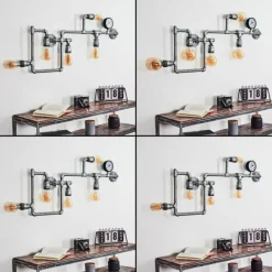 Lampes Industrielles-hofstein Applique murale Kolyma Noir, Argenté, 5 lumières